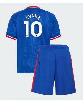 Billige Fotballdrakt Manchester United Matheus Cunha #10 Replika Bortedraktsett Barn 2026-27 Kortermet (med bukser)